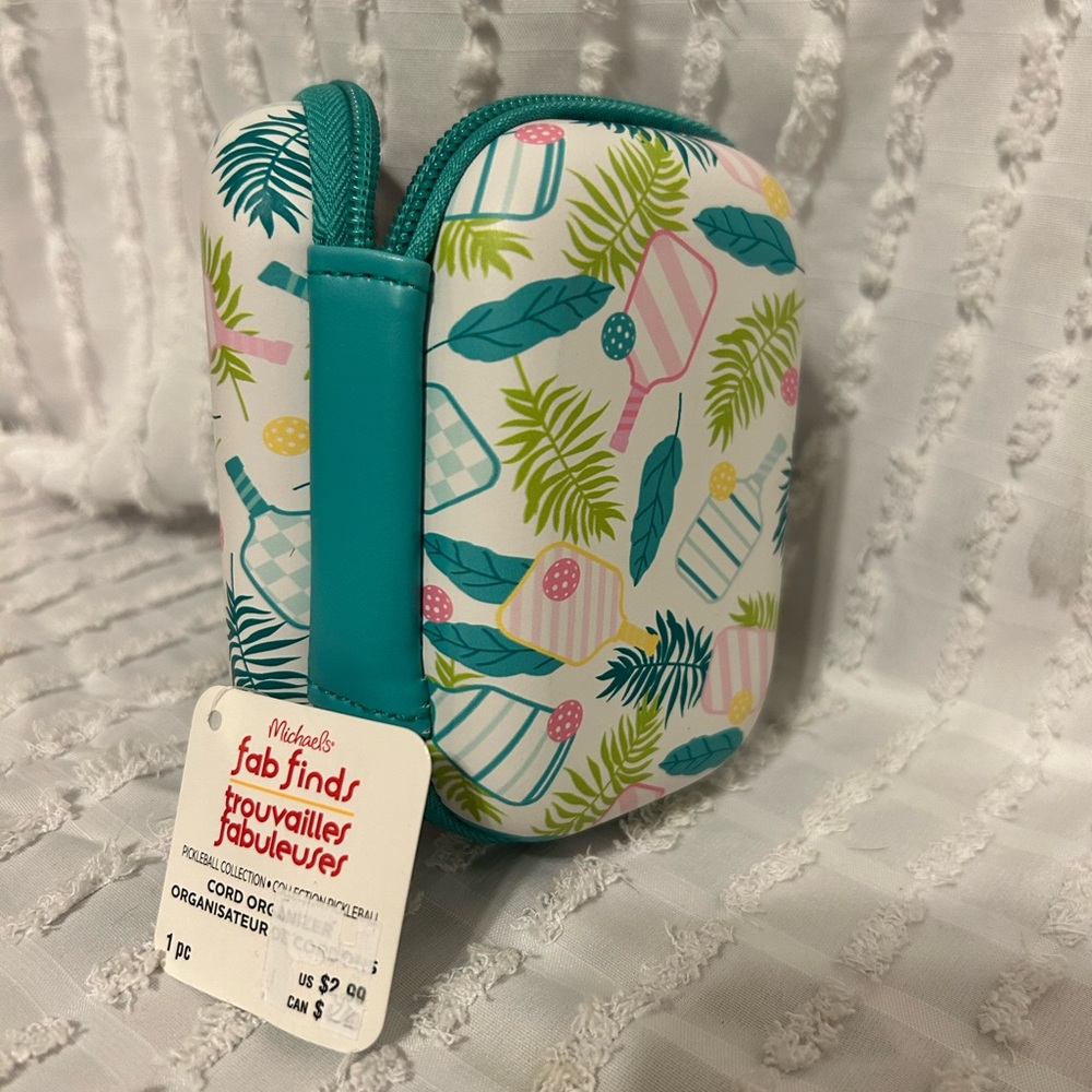 Pickleball Teal & Pink‎ Design Cord Organizer Case